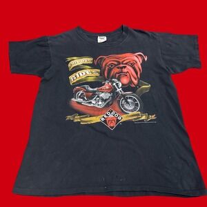 Red Dog Beer 1995 This Dog Rides Motorcycle Graphic Vintage 90s T Shirt Large